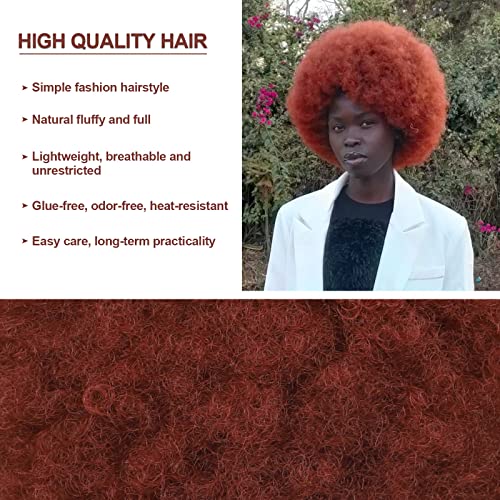 noomby Kumral Afro Peruk Kadınlar ve Erkekler için Kıvırcık Afro Peruk 70S Sentetik Kabarık Afro Puf Peruk Günlük