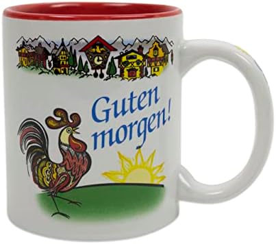 Özü Avrupa Hediyeler E. H. G Guten Morgen / Günaydın Alman Renkli Seramik Kahve Kupa E. H. G / 12 oz