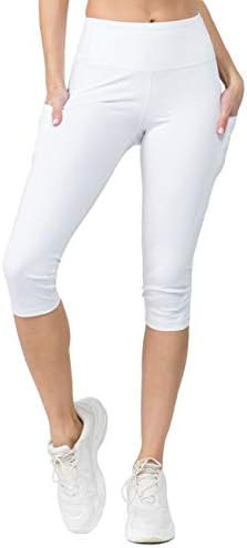 YELETE kadın koşu pantolonları Yüksek Bel Kafes Ayak Bileği Kesme Egzersiz Tayt Cepler ile