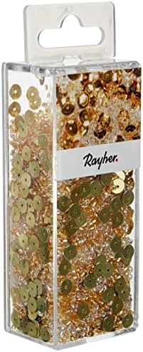 Rayher Pul Boncuk Karışımı ve Tel, 12,8 x 4,4000000000000004 x 3,2 cm, Altın