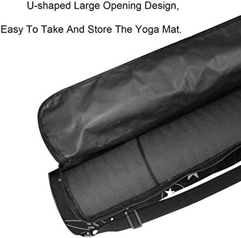 Yoga mat çantası Ayarlanabilir Omuz Askısı ile Tam Zip Yoga Mat Taşıma Çantası Kadınlar için Siyah Desen, 6.7x33.9in