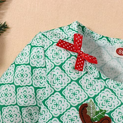 CM C & M WODRO Toddler Bebek Kız Noel Geyik Kıyafet Uzun Kollu fırfırlı üst Güz Giyim Çizgili Flare pantolon seti