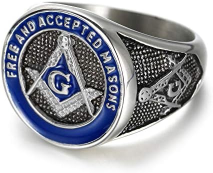 IFUAQZ erkek Paslanmaz Çelik Mason Sembol Masonik Yüzük Gümüş Altın Mavi Ücretsiz ve Kabul Masonlar Signet Yüzükler