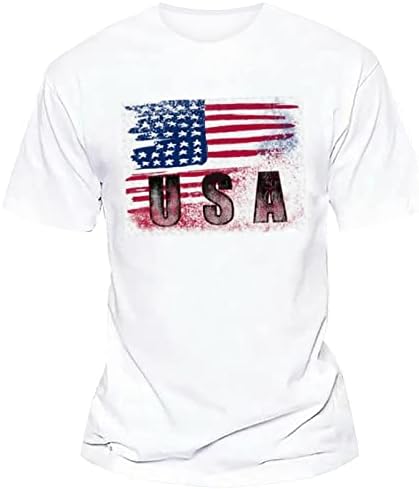MIASHUI Erkek Büyük T Shirt erkek Bağımsızlık Günü Bayrağı Baskı Iki Dikişli İlkbahar / Yaz Eğlence Spor Erkek Ekstra