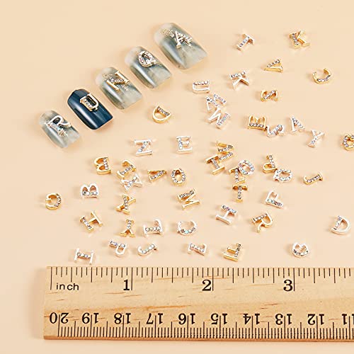 104 Adet Mektup Tırnak Çıtçıt 3D Büyük Harfler ve Yapay Elmas Kristal Tırnak Çıkartmaları İngilizce alfabe Tırnak