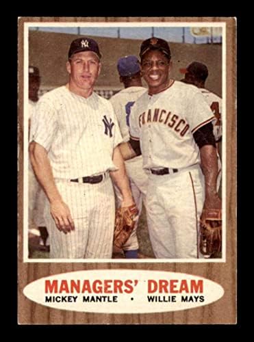 18 Mickey Mantle / Willie Mays Menajerler Rüyası-1962 Topps Beyzbol Kartları (Yıldız) Dereceli ESKİ + - Beyzbol Slabbed