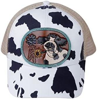 Bayan Batı İnek Derisi Beyzbol Şapkası-İnek derisi Desenli Örgü Şapka