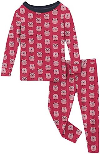 KicKee Pantolon Baskı Pijama Seti Uzun Kollu Tee, Bebek Çocuk Süper Yumuşak Gömme Pijama