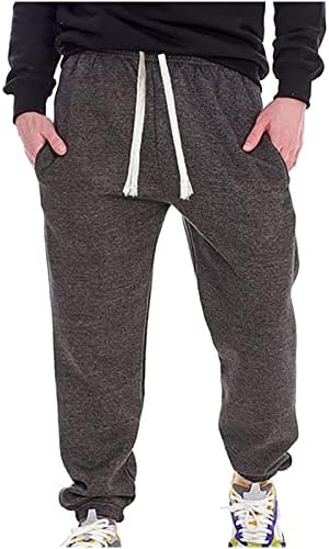 Erkekler Rahat Sweatpants-erkek Polar Astarlı Joggers Sıcak Pantolon Elastik Bel İpli Atletik Baggy Egzersiz Pantolon