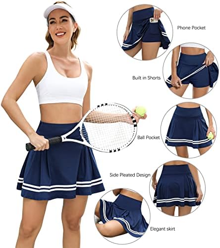 Pınspark Pilili Tenis Etek Bayan Atletik Golf Skort Giyim Dahili Şort Spor Kıyafetler Egzersiz Koşu Mini Etekler