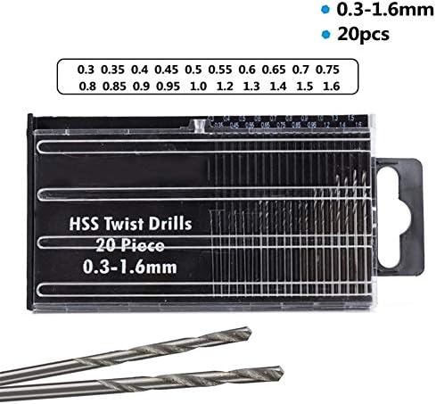XMEIFEITS Endüstriyel Matkaplar 20 adet 0.3-1.6 mm Büküm Matkap Ucu Seti Yüksek Hızlı Çelik DIY Mini Matkap Ucu