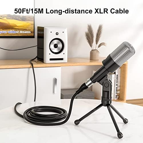 EBXYA XLR Kablo 50ft 2 Paket - Premium Dengeli Mikrofon Kablosu ile 3-Pin XLR Erkek Kadın Mikrofon Hoparlör Kablosu,