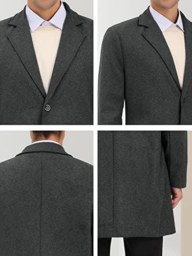 Lars Amadeus erkek Trençkot Çentik Yaka Tek Göğüslü Klasik Uzun Bezelye Palto Palto