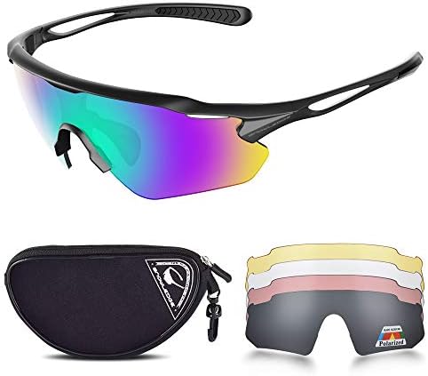 5 Lensli Bisiklet Gözlükleri, TR90 Çerçeveli UV400 Polarize Spor Güneş Gözlüğü
