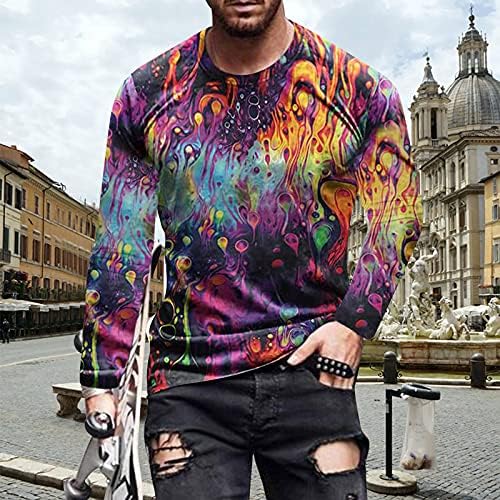 XXBR Grafik Uzun Kollu T-Shirt Mens için 3D Sokak Baskılı Komik T Shirt Crewneck Slim Fit Casual Hipster Tees Tops