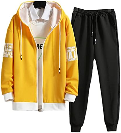 Erkek Rahat Baskılı Koşu Ceketler Takım Elbise Hoodies ve Pantolon İki Parçalı Setleri Kişilik Eşofman Giyim