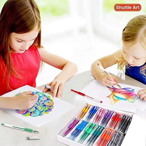 Jel Kalemler, Mekik Sanat 180 Paket Jel Kalem Seti, 12 Çeşitli Renkler Toplu Sınıf Paketi Yetişkinler için Boyama