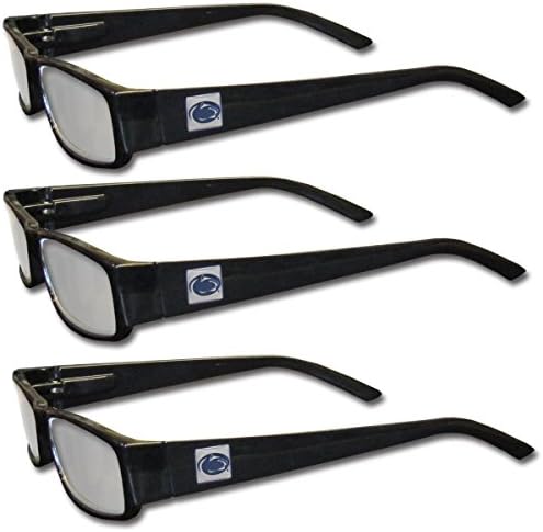 NCAA Siskiyou Spor Fan Mağazası Penn State Nittany Lions Yetişkin okuma gözlüğü (3'lü Paket) Okuma Gücü: + 2.25 Siyah