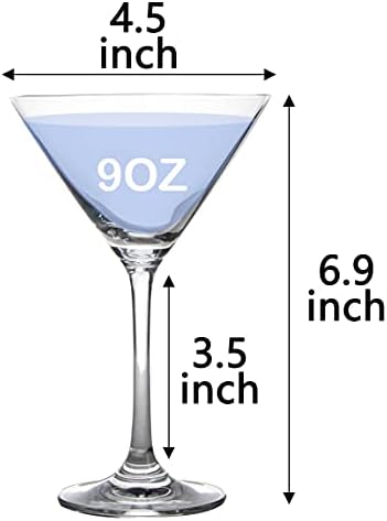JEKOSEN Kristal Martini Gözlük Hediye Kutusu 9 Ons 4 Set kokteyl bardakları Premium Güçlü Kurşunsuz Temizle