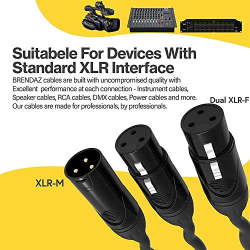 BRENDAZ (2 Paket) XLR Splitter Kablosu, XLR Erkek Çift XLR Dişi Y Kablosu ile Uyumlu Mikrofon, ses mikseri, Hoparlör